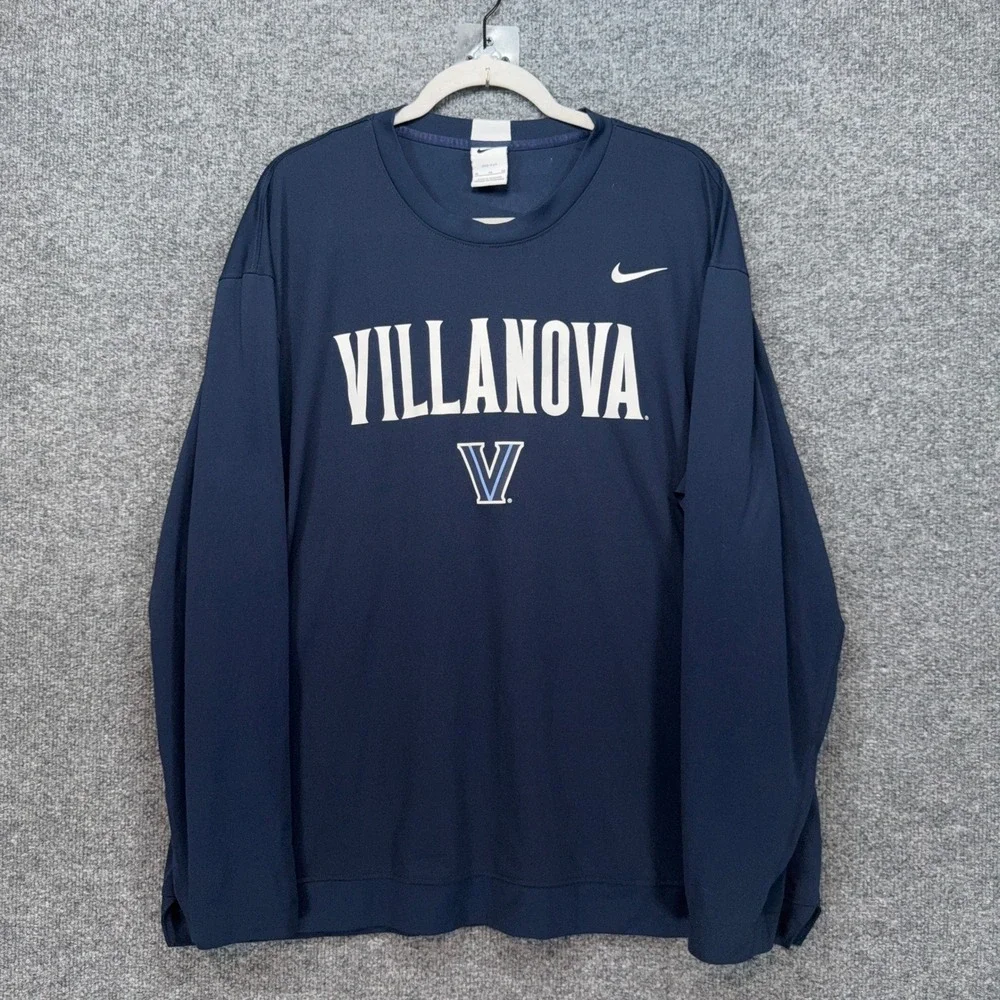 Nike Villanova Wildcats Shirt Mens XL Blue Long Sleeve Dri-FIT Athletic NCAA